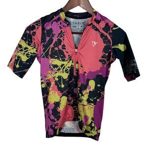Varlo Paint Splatter Full Zip Short Sleeve Cycling Jersey Top Women's Medium
